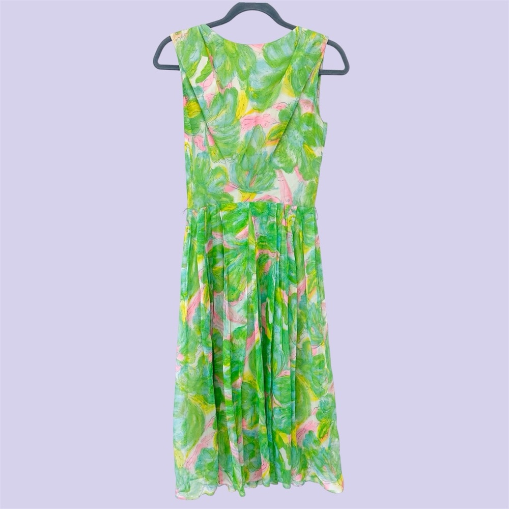 Vintage 50s Leslie Fay watercolour garden tea dress